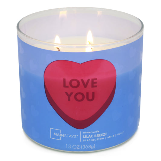 Valentines Love You 3-Wick Candle, 13-Ounce