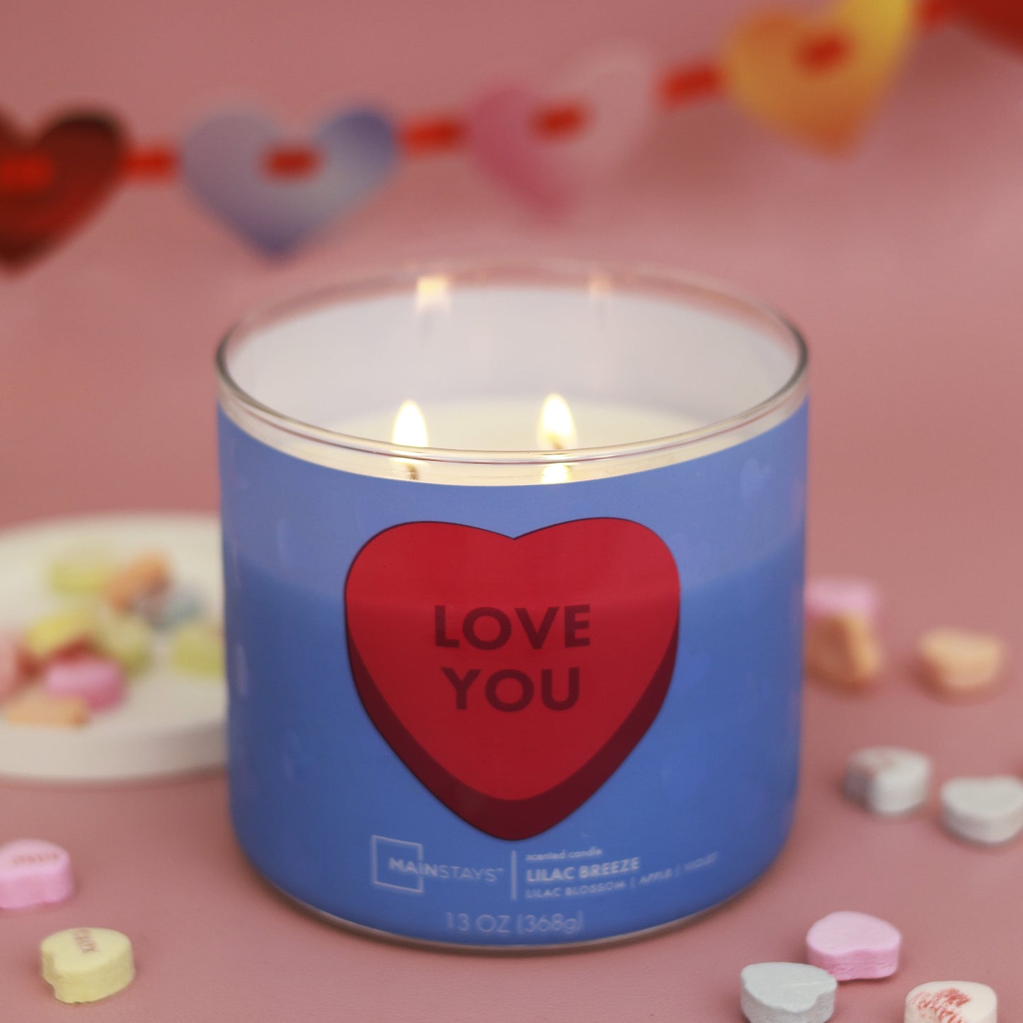 Valentines Love You 3-Wick Candle, 13-Ounce